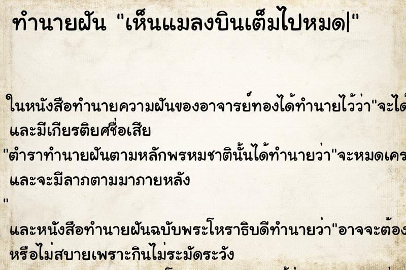 ทำนายฝัน เห็นแมลงบินเต็มไปหมด| ทำนายฝัน เห็นแมลงบินเต็มไปหมด|